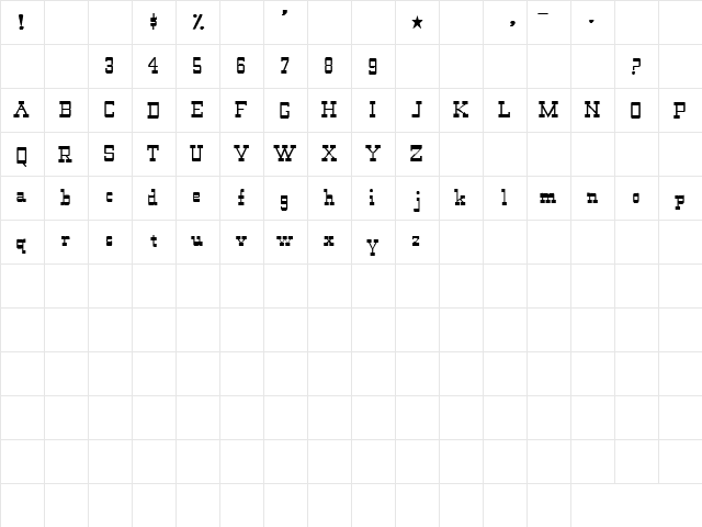 Take It Easy 1 Regular  glyph index