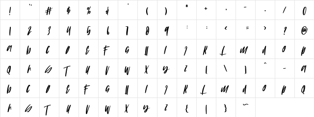 ALONE Regular  glyph index