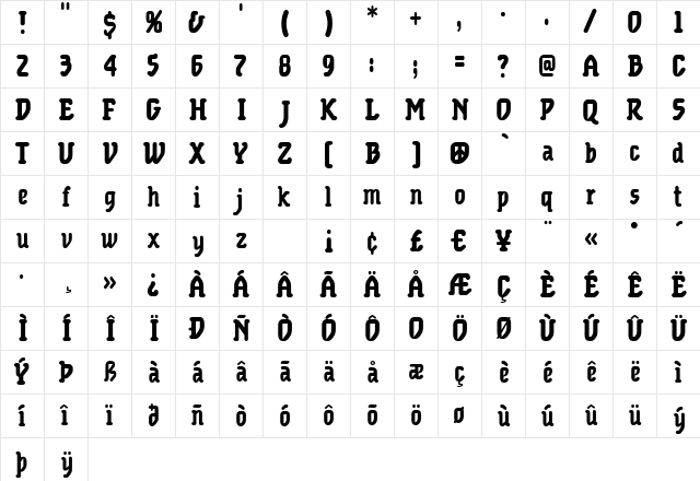 Foam Light Condensed Regular  glyph index