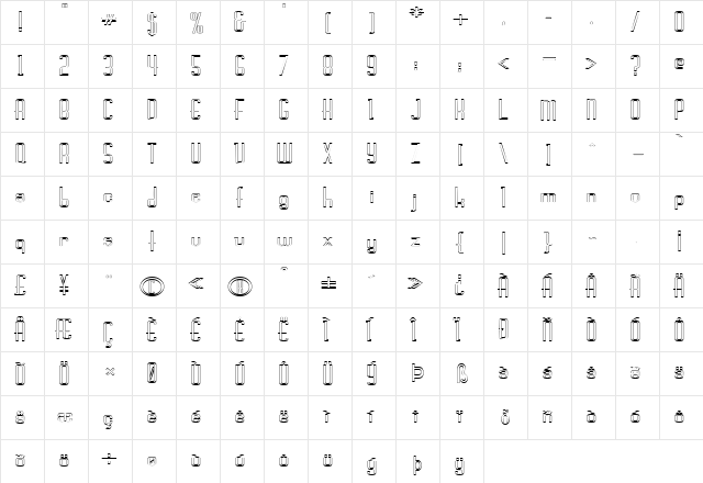 Devon-Hollow-Extended Normal  glyph index