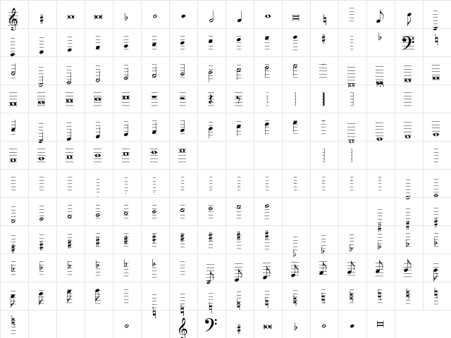 Hymnus FG Regular  glyph index