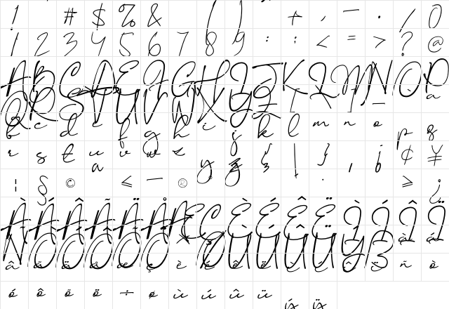 Konya Regular  glyph index