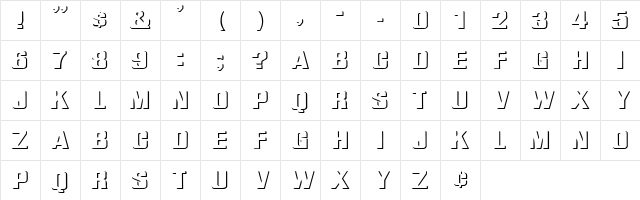 Relief Grotesk Wide Regular  glyph index