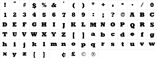 Dolmen Display SSi Regular  glyph index