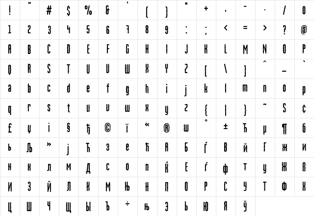 MartenCyr Medium  glyph index