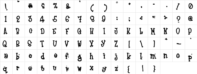Kashmir Regular  glyph index