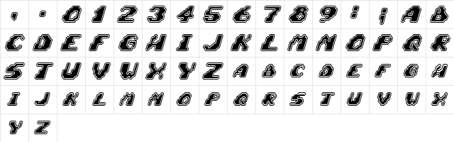 Zero Velocity (BRK) Regular  glyph index