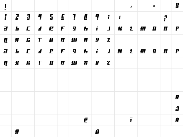 Paint it black Italic  glyph index