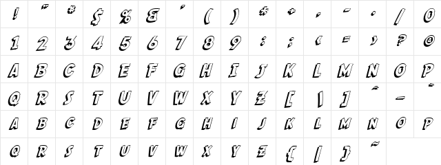 Sarino Shaded Regular  glyph index
