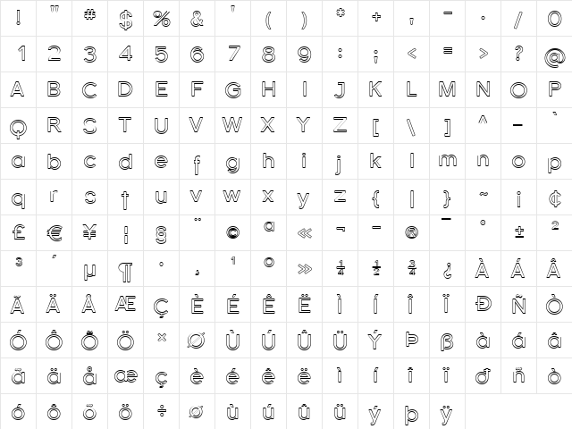 Florencesans Outline Regular  glyph index