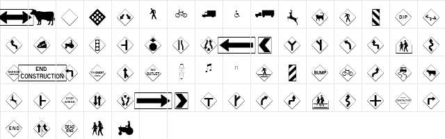 Road Warning Sign Medium  glyph index