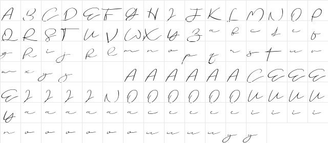 Hatching Love Demo Regular  glyph index