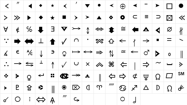 Freebats Regular  glyph index