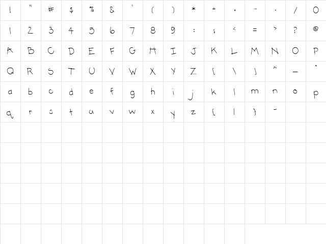 LD Scrapbooking Regular  glyph index