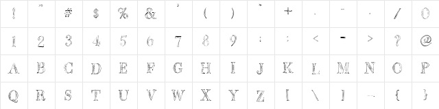 BB Petie Boy Light  glyph index