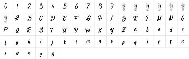 Aligore Regular  glyph index