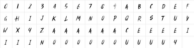 Khalif Irsyad Regular  glyph index