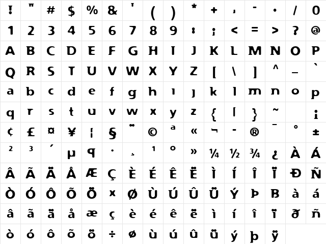 Flexure Regular  glyph index