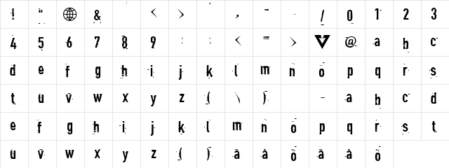 Blind Regular  glyph index