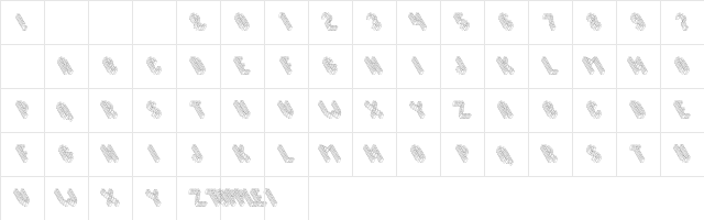 Topple1 Regular  glyph index