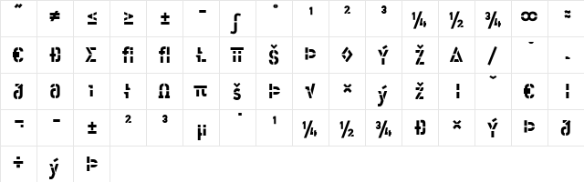 Offline-BoldExpert Bold  glyph index