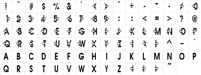 AC4-FireWorks Regular  glyph index