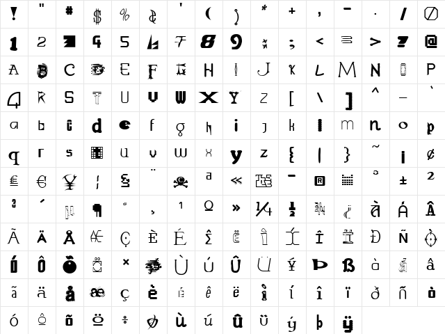 Lab Mix Regular  glyph index