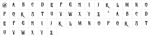 DEATH CROW Regular  glyph index