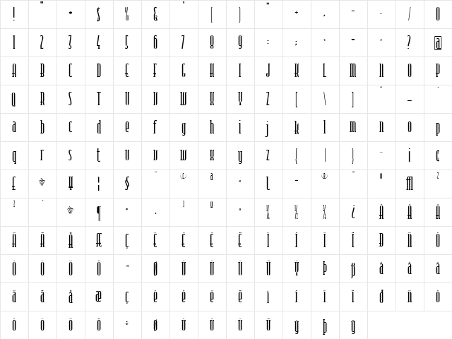 Kniff Regular  glyph index