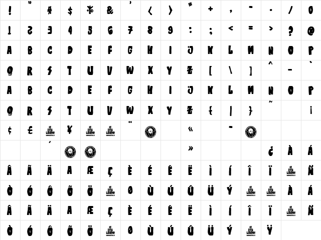 Se estǠlianado! Regular  glyph index