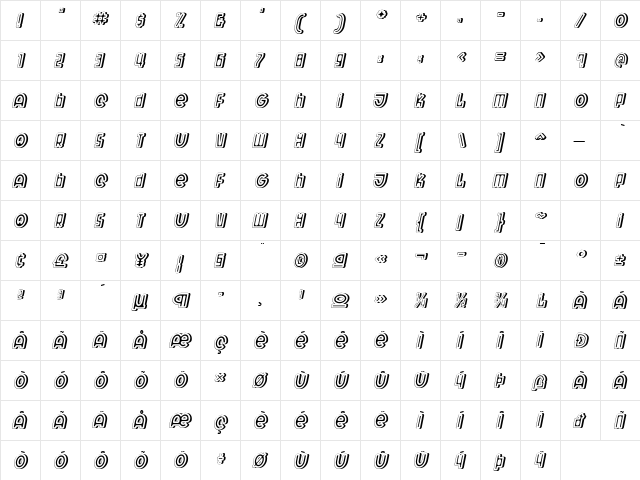 Wit Bold SolidTwo Regular  glyph index