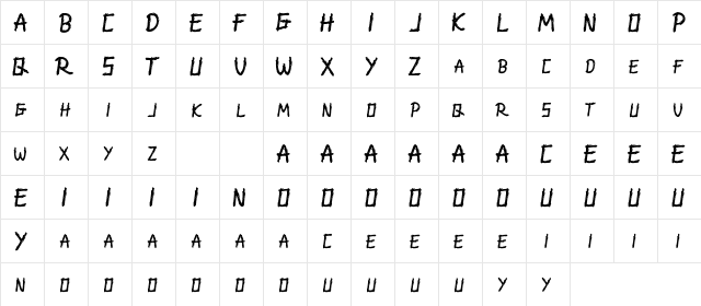 Frighter Demo Regular  glyph index