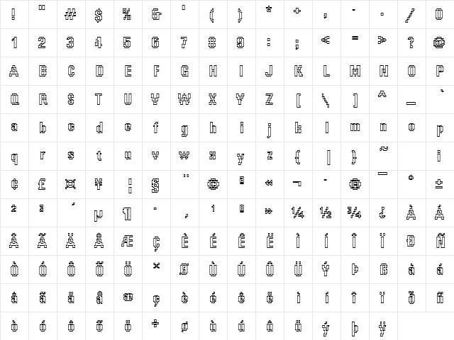 DTCRoughM63 Regular  glyph index