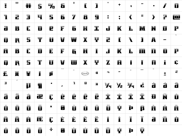 Lifeforce Halftone Regular  glyph index