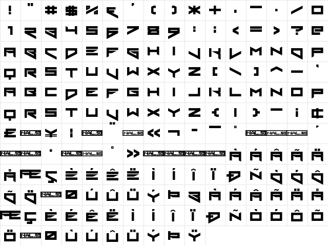 Xero's Theorem Regular  glyph index