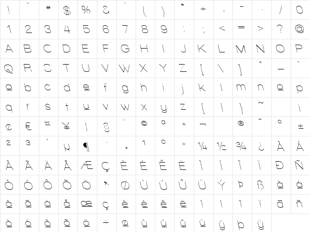 Walkway Upper RevOblique Regular  glyph index