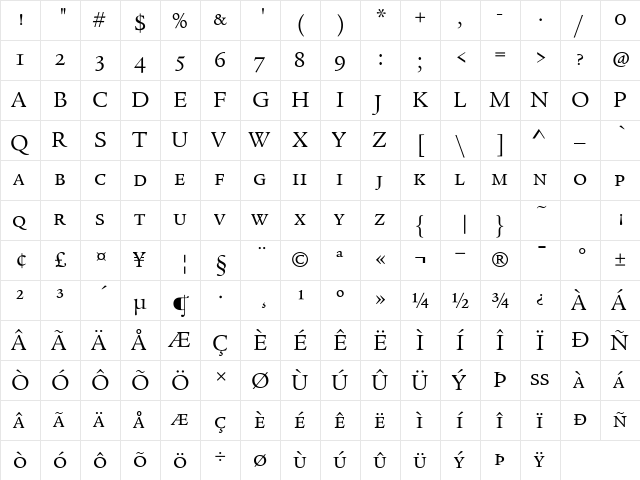 LegacySerifITCSC-Book Book  glyph index