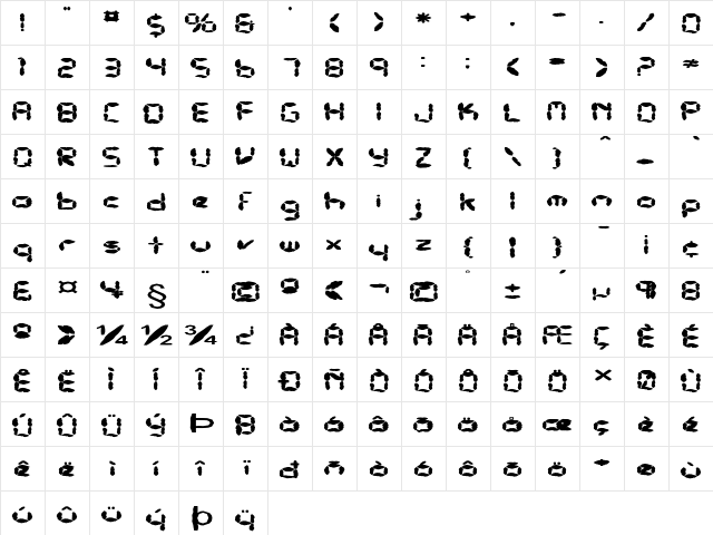 FZ DIGITAL 10 MANGLED EX Normal  glyph index