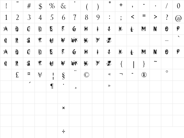 Street Art Regular  glyph index