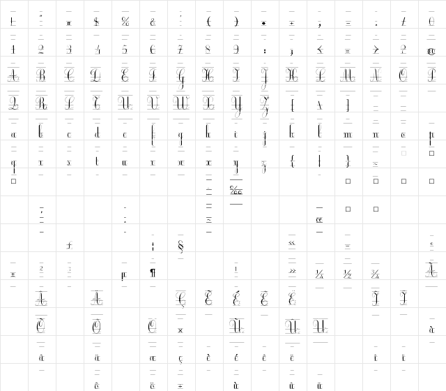 Ecolier_CP Regular  glyph index