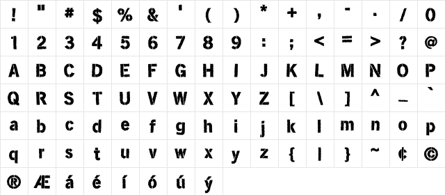 Get Rekt Regular  glyph index