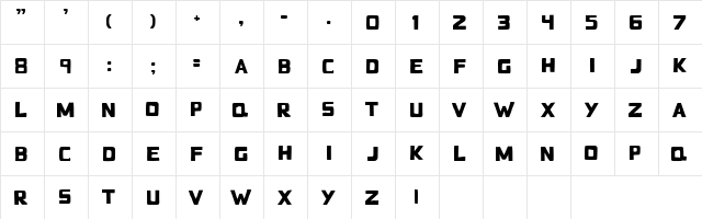 BadBlocks TT Regular  glyph index