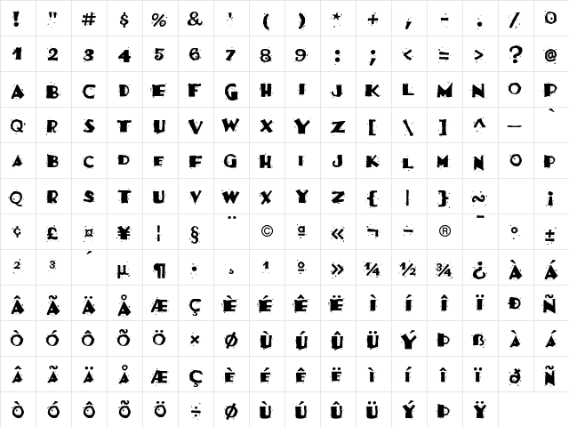 FestivaSSK Regular  glyph index