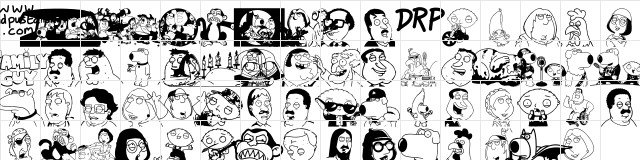 Family Guy Giggity Regular  glyph index