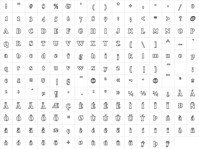 Cooper Becker Black Outl Cond Regular  glyph index