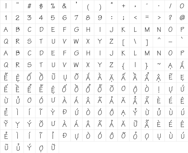 VI Phong Lan Hoa Regular  glyph index