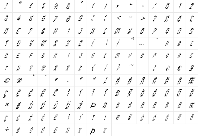 FZ UNIQUE 27 STRIPED ITALIC Normal  glyph index