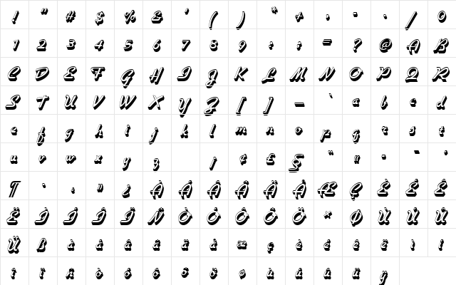 GilliesGotDBolSh1 Regular  glyph index