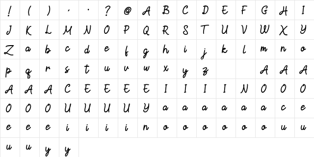 SlaitMonolineDEMO Regular  glyph index