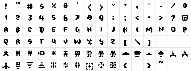 Alien Regular  glyph index